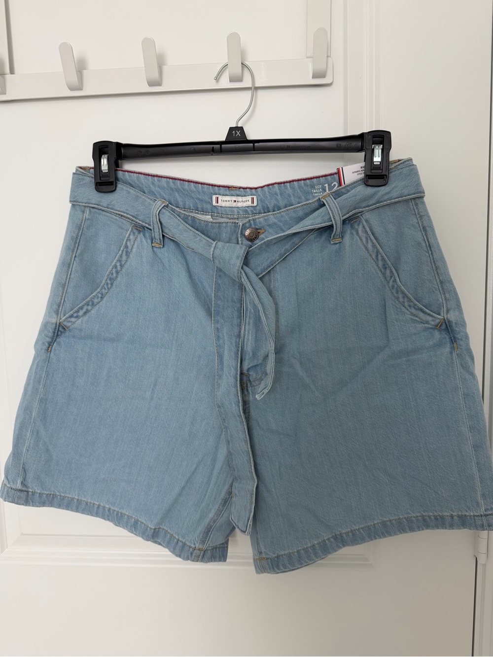 Tommy Hilfiger Light Blue Denim Tie-Waist Women's Shorts
